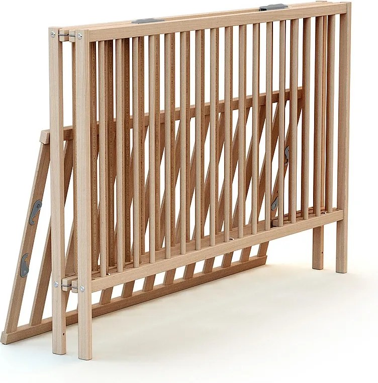 Składane łóżeczko dziecięce FLEX z surowego drewna bukowego 60 x 120 cm