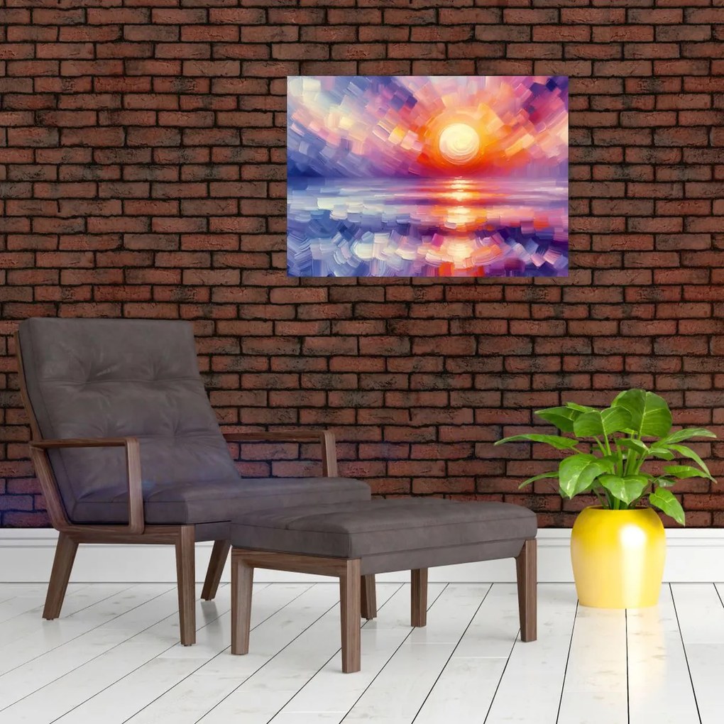 Obraz na szkle - Kolorowy artystyczny zachód słońca (70x50 cm)