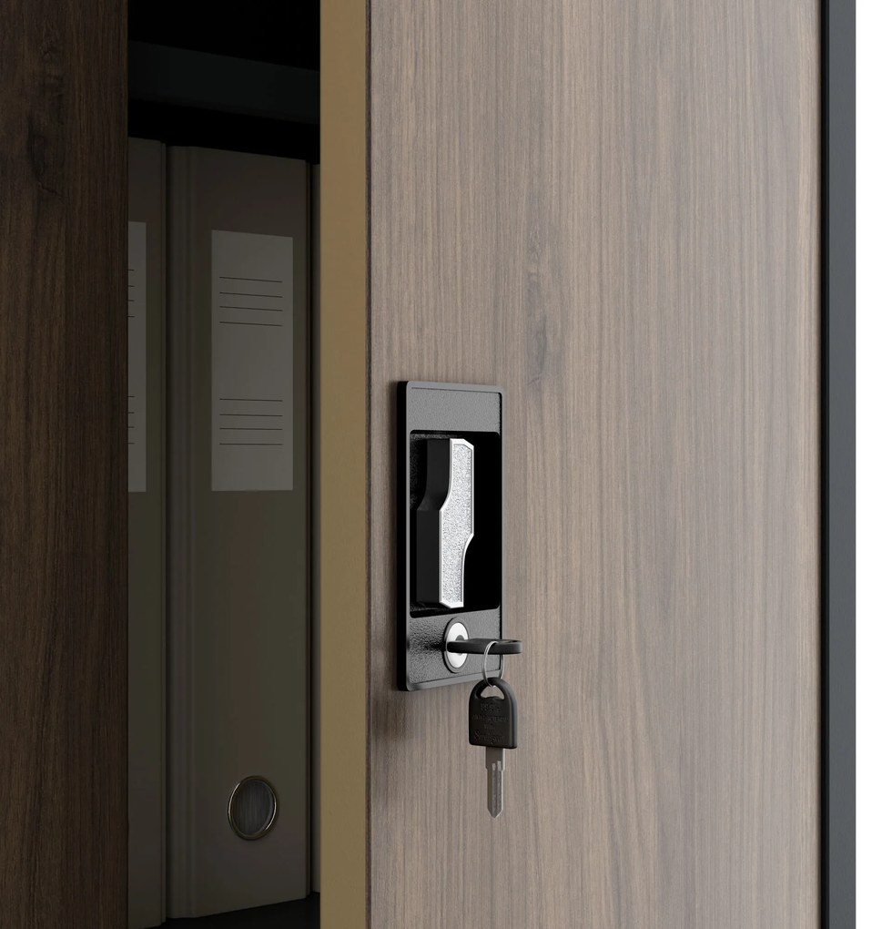 Szafa biurowa metalowa wysoka na dokumenty antracytowa/orzech, 900x1950x400 mm: JAN H Eco Design