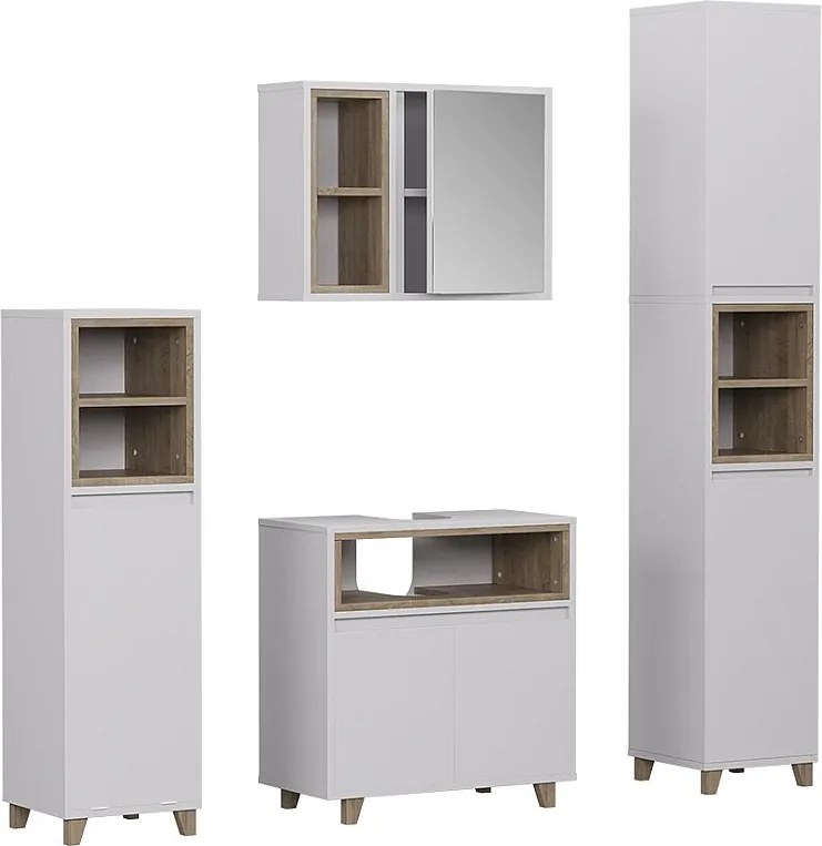 Zestaw mebli łazienkowych biały/dąb 60x30x61 elnor