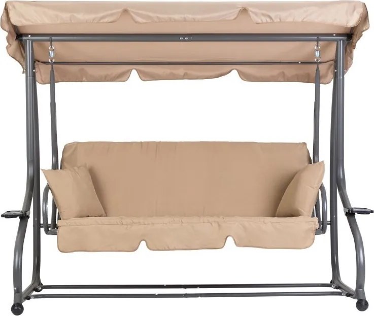 Huśtawka ogrodowa 3-osobowa z funkcją spania i daszkiem Valencia, beżowy