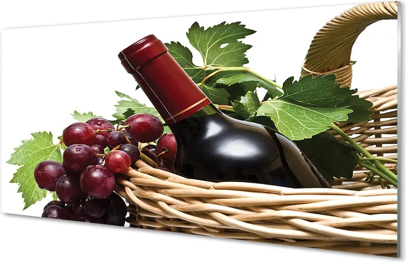 Panel szklany do Kuchni Kosz Pełen Winogron i Wino