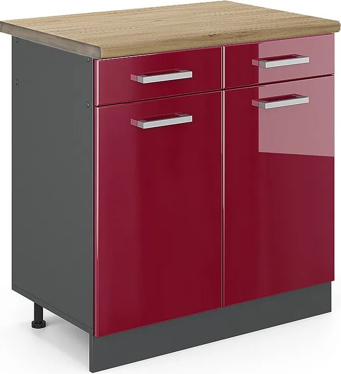 Szafka dolna do kuchni czerwony połysk 80x60x81.6 r-line