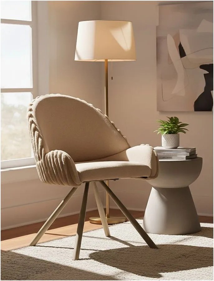 Kremowe tapicerowane fotele jadalniane zestaw z podłokietnikami 2 szt. Stockholm – Mauro Ferretti