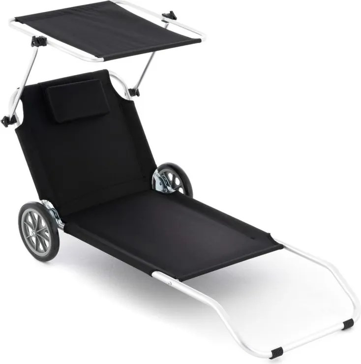 Krzesło plażowe z dachem i funkcją wózka, 150 x 60 x 90 cm