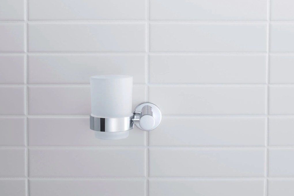 Duravit D-Code kubek na szczoteczki do zębówChrom - lewostronny
