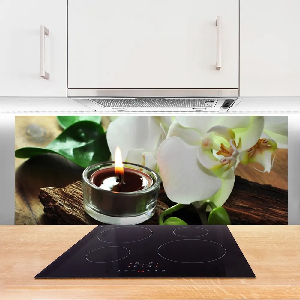 Panel Szklany Atmosfera Relaksu: Orchidea i Świeca