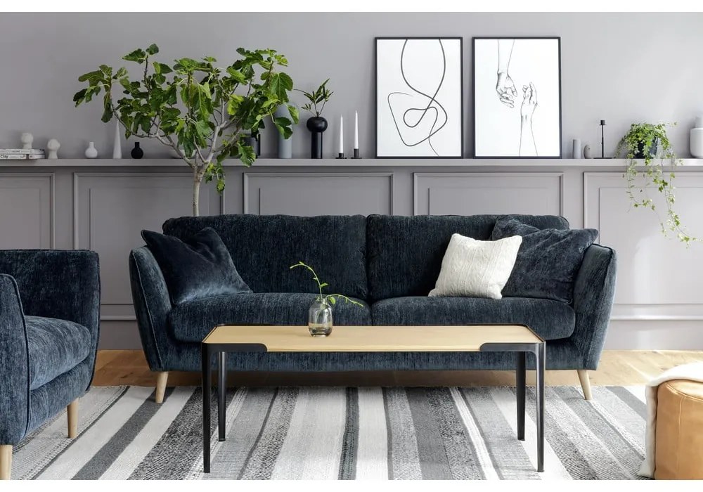 Niebieska aksamitna sofa 227 cm Stella – Sits