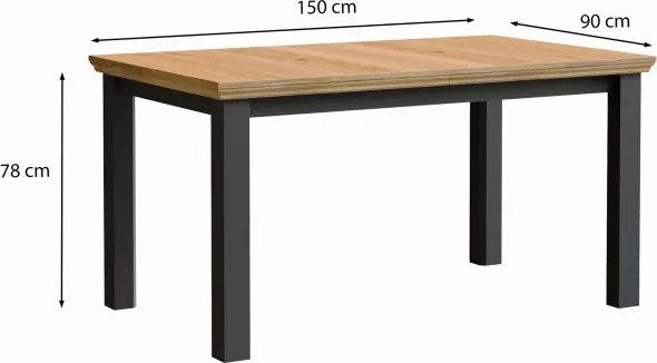 Stół rozkładany prowansalski 150-200 cm Pontypool 7127, dąb Mauvella/Uni Wolfram szary