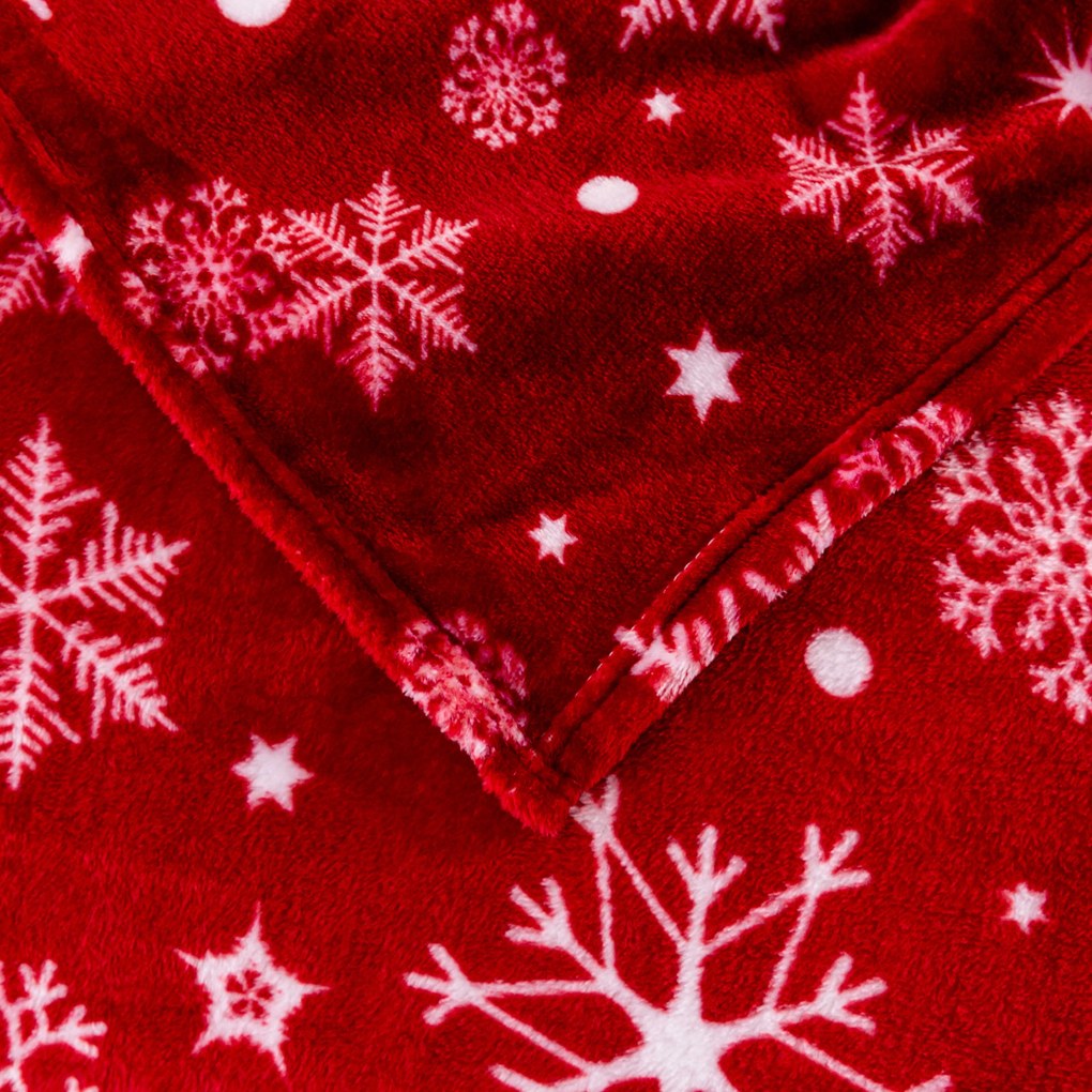 Czerwony świąteczny mikropluszowy koc SNOWFALL Rozmiar: 150 x 200 cm