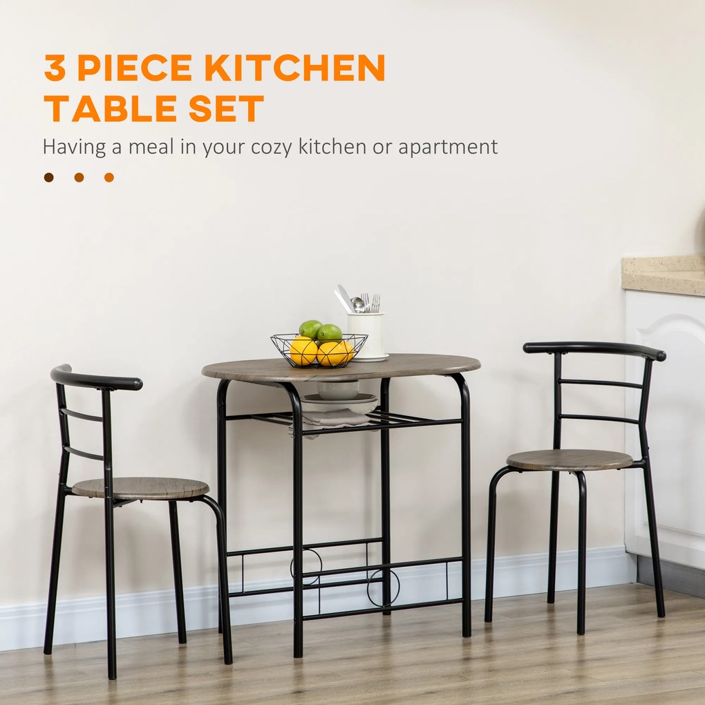 HOMCOM Zestaw bistro 3-częściowy Stół i 2 krzesła Współczesny design Czarny Idealny do małych przestrzeni | Aosom PL