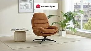 Fotel obrotowy z terakotową tapicerką - LIZUTA