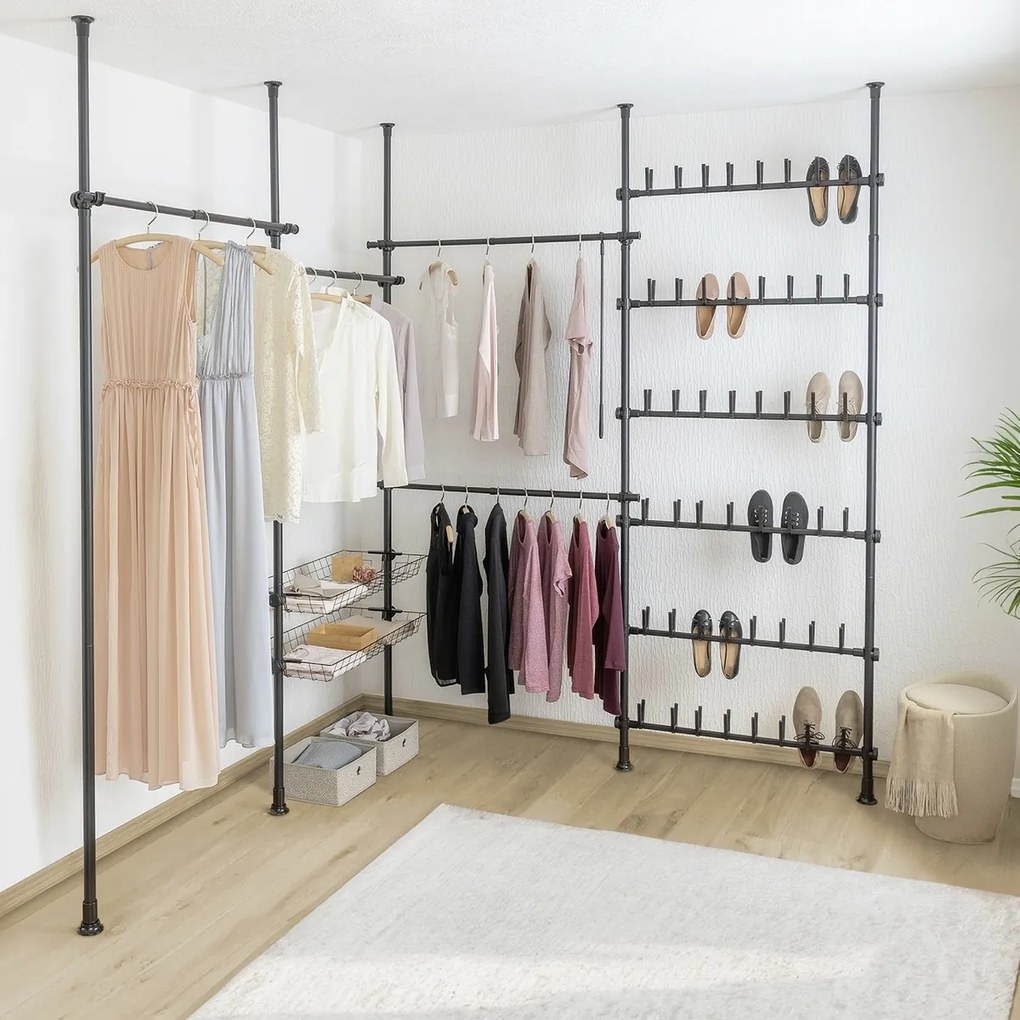 Wenko Zestaw 2 teleskopowych drążków poziomychHerkules, czarne