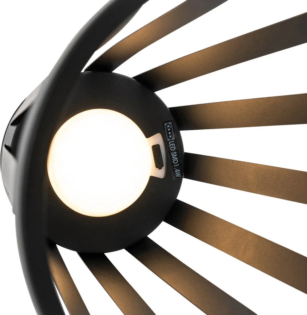 Lampa stołowa zewnętrzna czarna w tym LED 3-stopniowy ściemniacz słoneczny i ładowalny - Penny