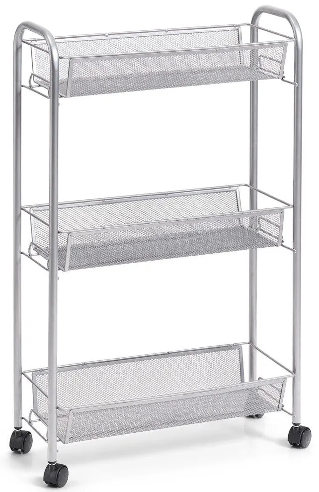 Wielofunkcyjny mobilny organizer do kuchni lub łazienki, 3 siatkowe półki, 4 kółka, materiał metal, marki ZELLER