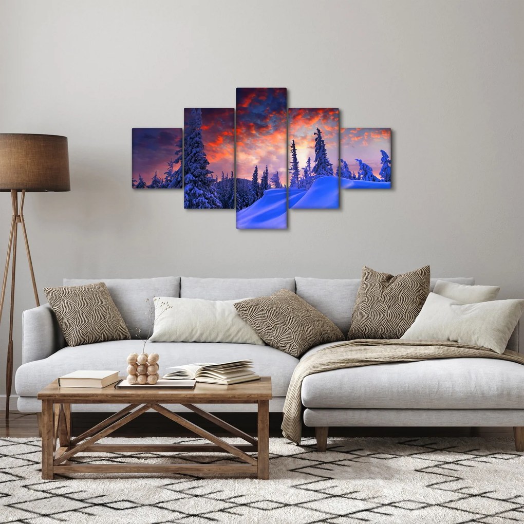 Obraz - Zimowy zmierzch (125x70 cm)