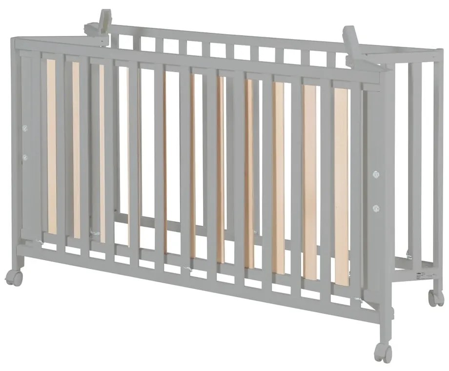 Szare łóżeczko na kółkach 60x120 cm Fold up – Roba