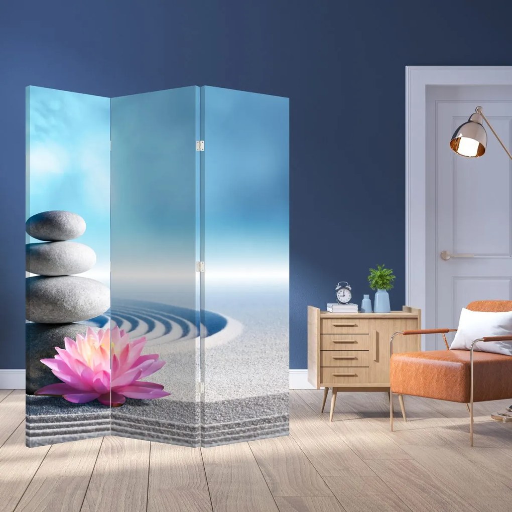 Parawan - Piasek, lilie i kamienie spa (126x170 cm)