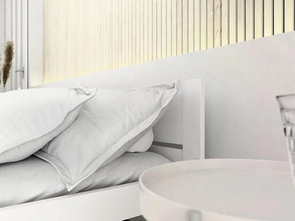 Łóżko IKAROS DOUBLE 80 x 200 cm, białe Stelaż: Ze stelażem listwowym rolowanym, Materac: Materac Deluxe 10 cm