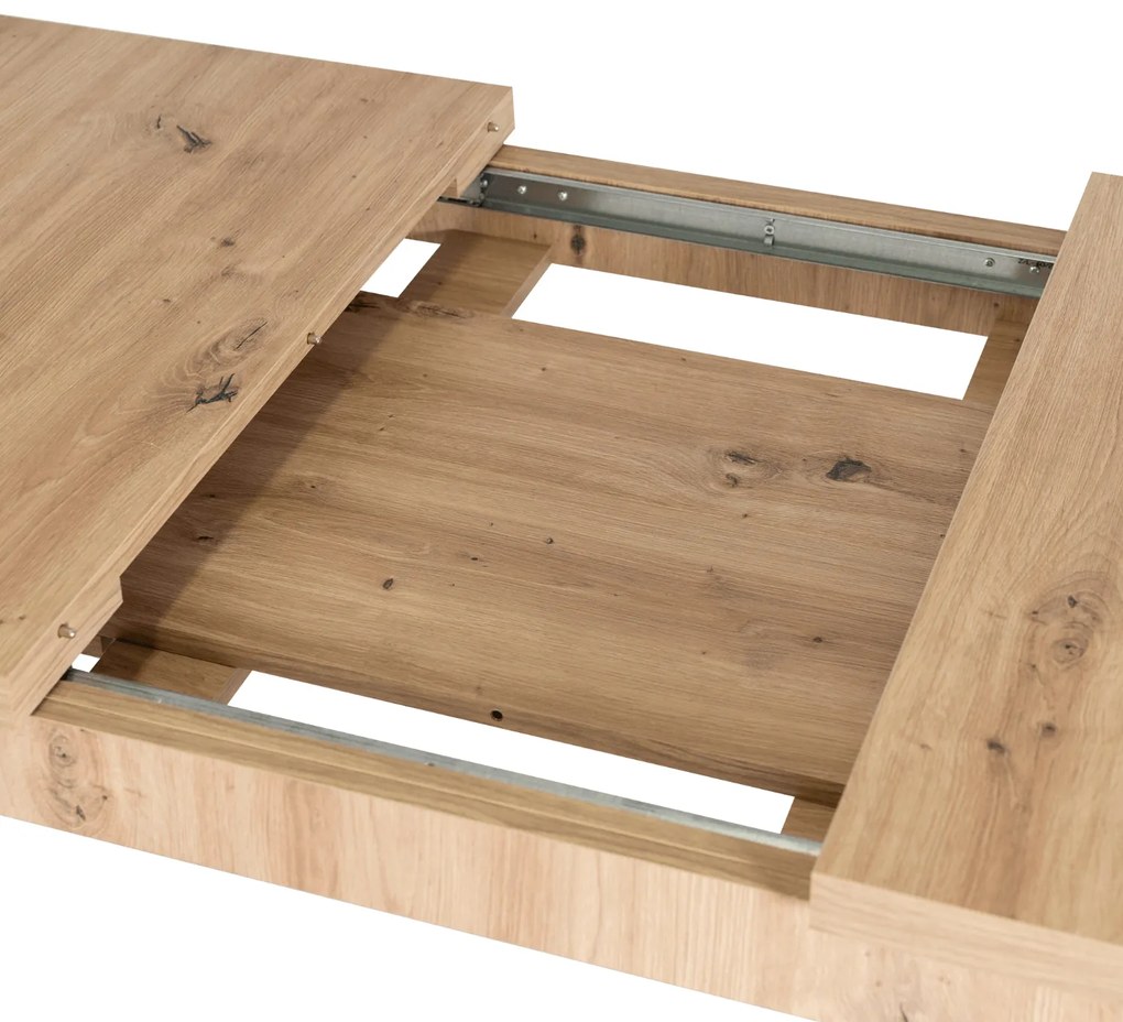 Zestaw Stół Prostokątny SKUBI Rozkładany 120-160 cm Dąb Artisan i 6 Krzeseł SCANDI Szare/Dąb