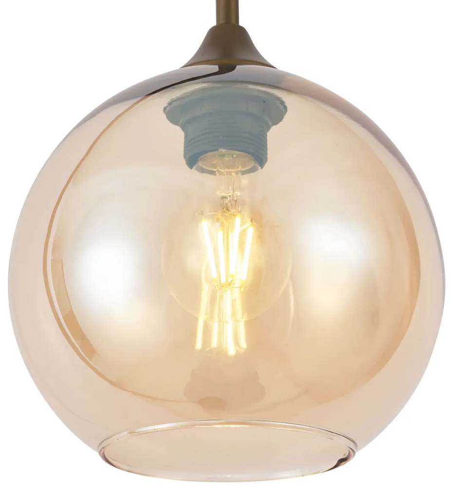 Lampa podłogowa Art Deco ciemny brąz z bursztynowym szkłem - Sandra ArtDeco Oswietlenie wewnetrzne