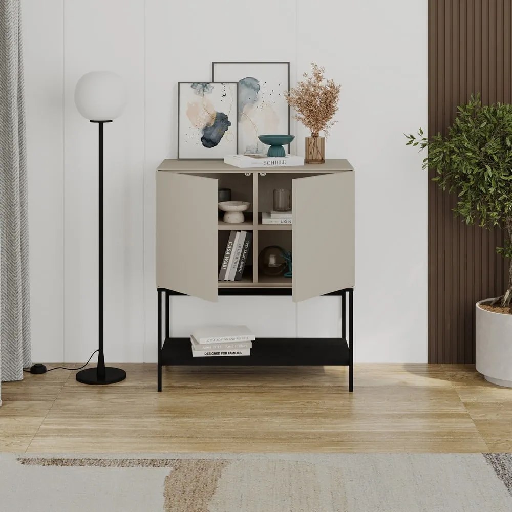 Czarno-kremowa szafka 80x90x40 cm Amira – Marckeric