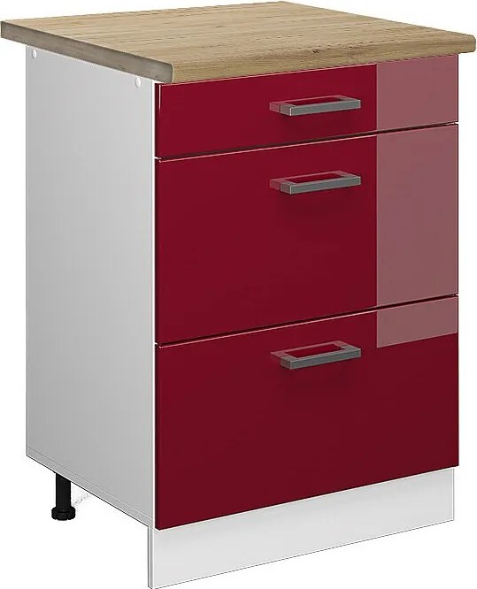 Szafka dolna do kuchni czerwony połysk 60x60x81.6 r-line