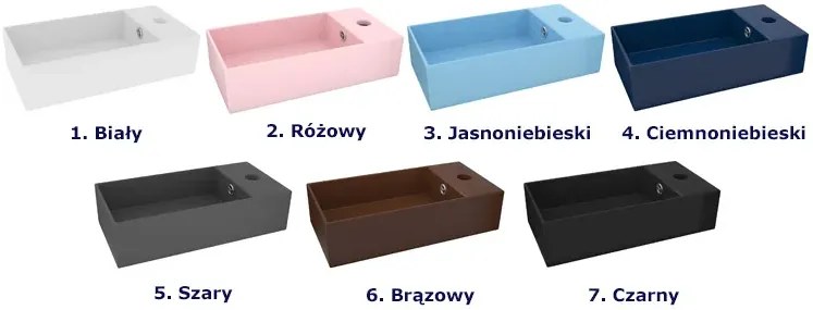 Szara prostokątna umywalka ceramiczna - Omre