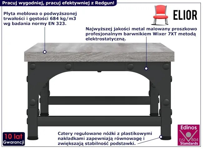 Półka na biurko pod monitor szary dąb Anos