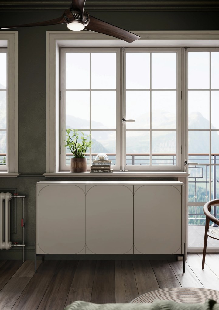 Komoda Sonatia 150 cm trzydrzwiowa - kaszmir / nogi czarne