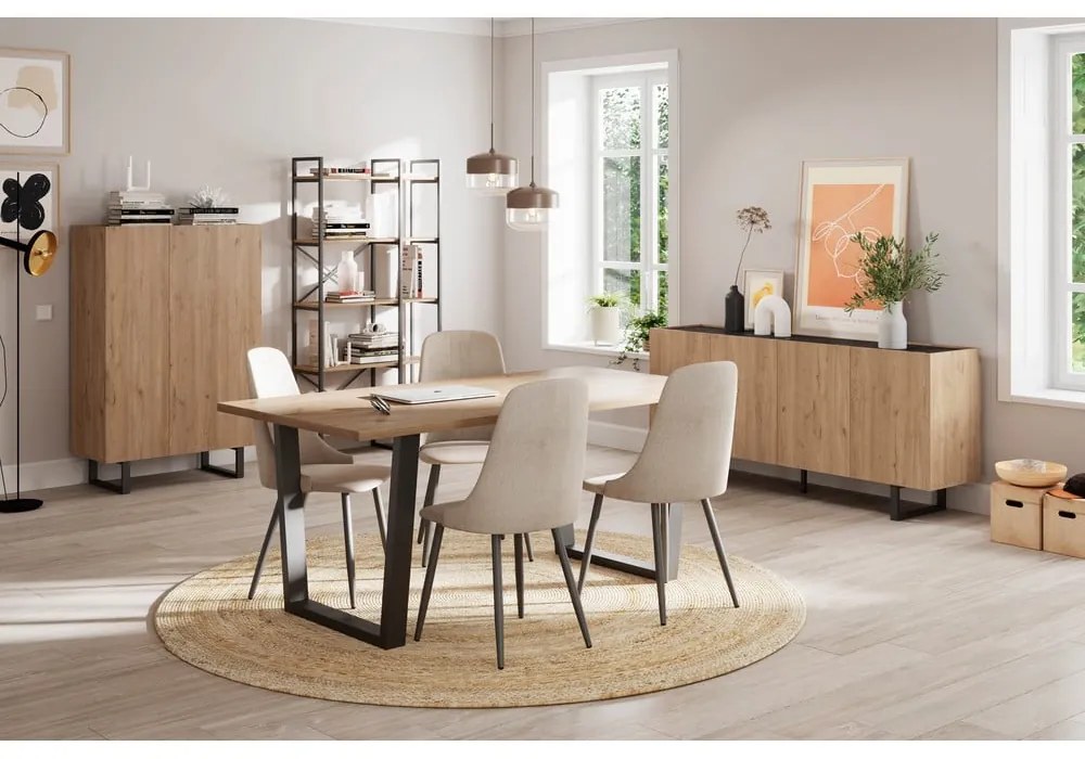 Czarno-naturalny regał w dekorze dębu 87,5x175 cm Dusan – Marckeric