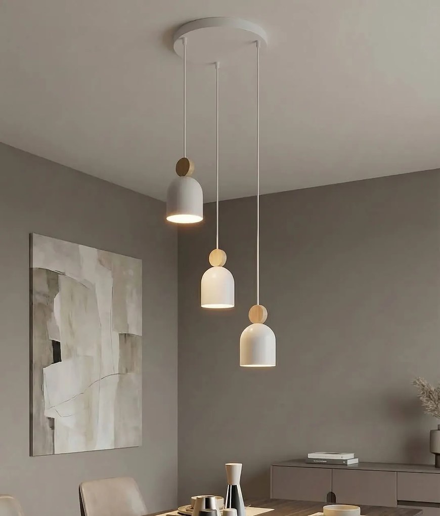 Mesi 3 White – lampa wisząca 3-punktowa nad okrągły stół w jadalni