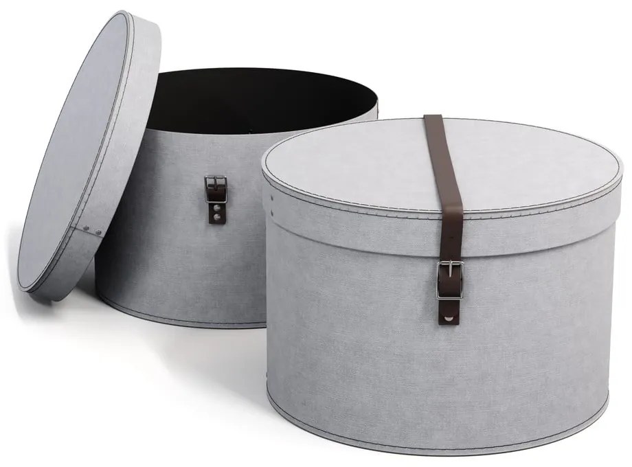 Jasnoszare kartonowe pojemniki zestaw 2 szt. z pokrywką ø 37,5x25,5 cm Rut Canvas Paper Laminate – Bigso