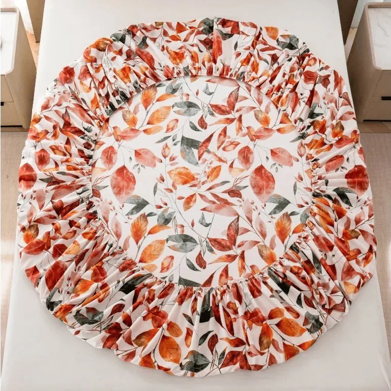 PrzytulneMieszkanie.pl Prześcieradło z mikrofibry AUTUMN LEAVES kolorowe 180x200 cm