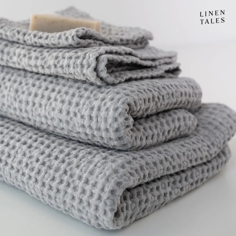 Jasnoszare ręczniki zestaw 3 szt. Honeycomb – Linen Tales