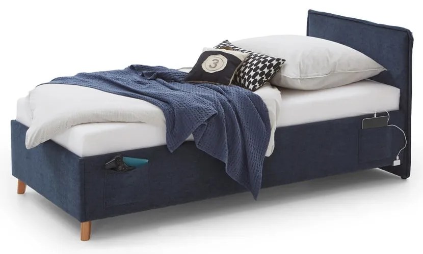 Ciemnoniebieskie łóżko dziecięce ze schowkiem 90x200 cm Fun – Meise Möbel
