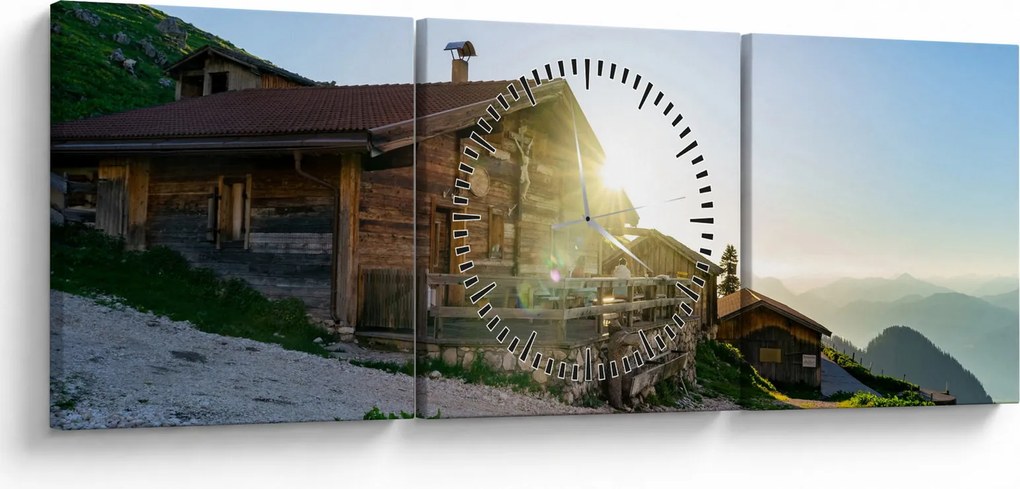 Obraz - Poranek w Alpach, Tyrol (z zegarem) (90x30 cm)