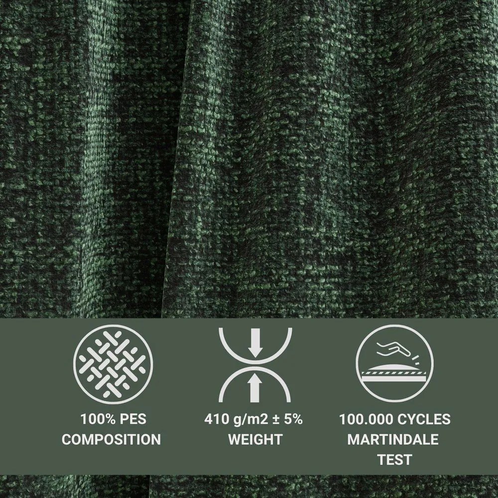 Ciemnozielony rozkładany narożnik ze schowkiem z tkaniny szenilowej (lewostronny/w kształcie litery L) Tonga – Maison de Rêve