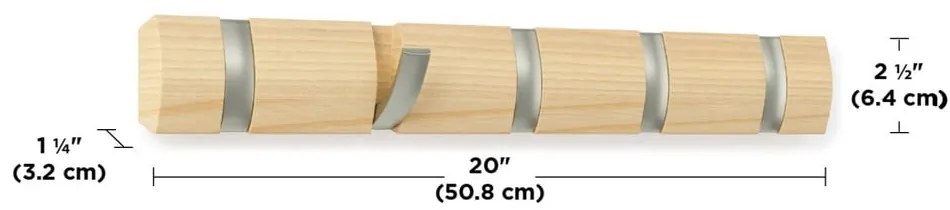 Wieszak ścienny z drewna topolowego Flip – Umbra