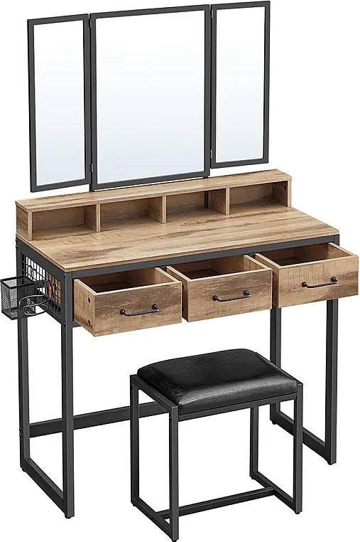 Toaletka 90x40x140,8 cm Dąb Brązowy/Czarny