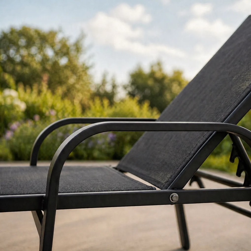 Leżak ogrodowy basenowy Summer regulowany, kolor czarny