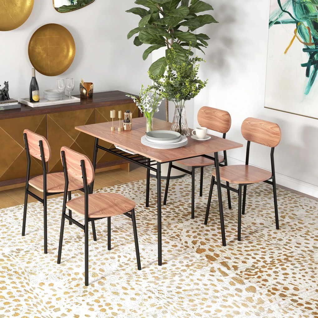 HOMCOM Zestaw stolik stołowy z krzesłami do jadalni, design przemysłowy, 110 cm x 70 cm x 75 cm, Brąz