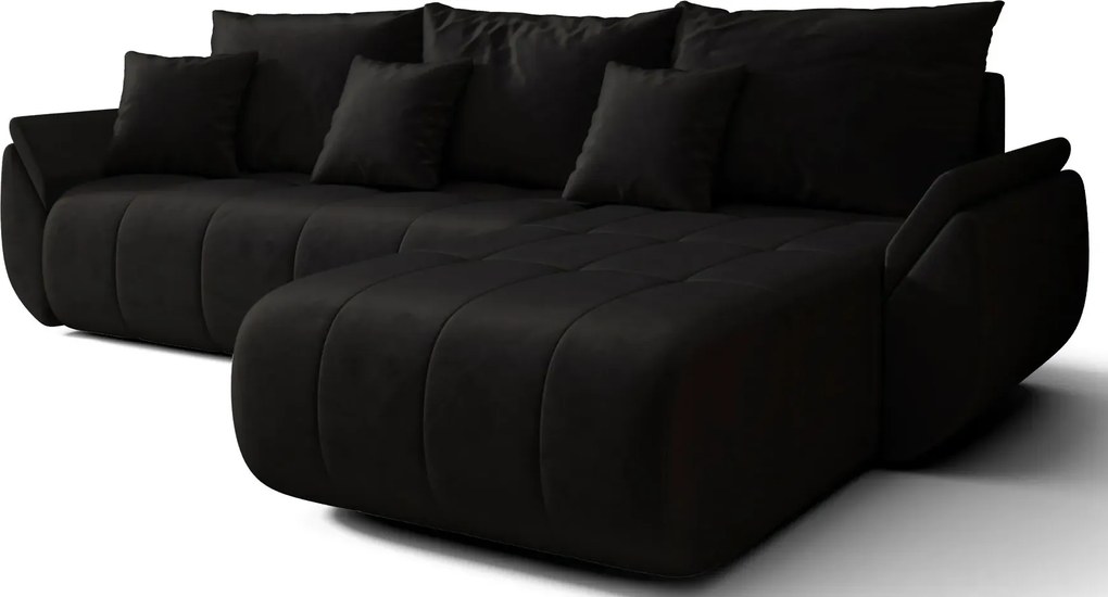 Czarna Welurowa Sofa Z Pojemnikiem Na Pościel F0-A08