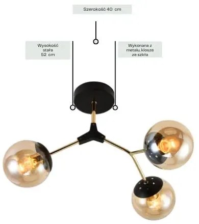 Czarny żyrandol z kloszami o bursztynowym odcieniu - V185 L0-A01