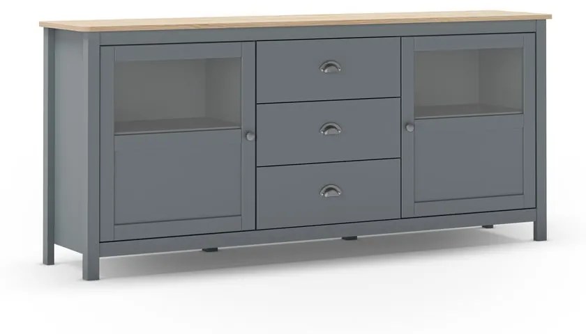 Szarozielona komoda z litego drewna sosnowego 180x80x40 cm Misti – Marckeric