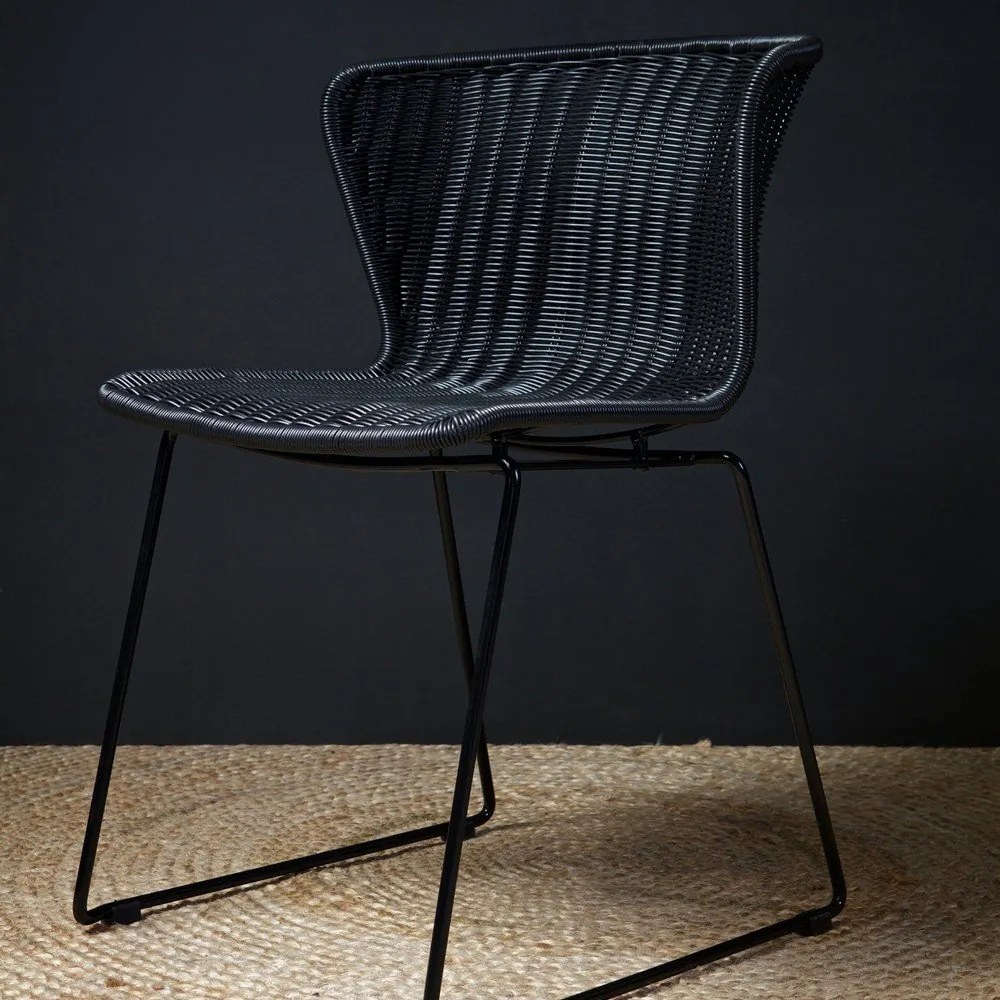 Czarne krzesła ogrodowe ze sztucznego rattanu zestaw 2 szt. Wings – WOOOD