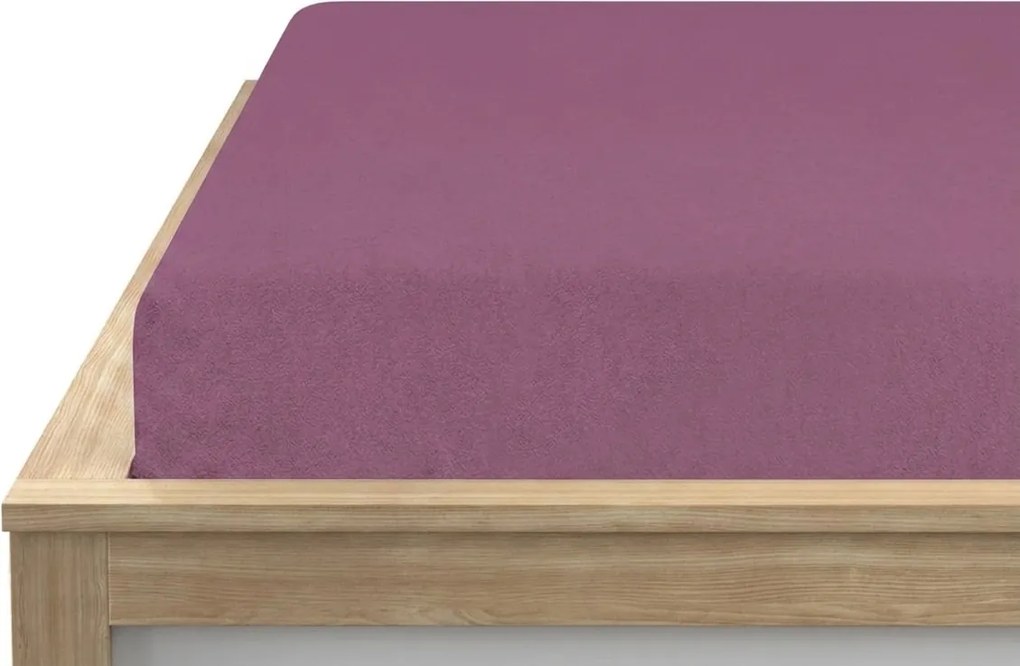 PrzytulneMieszkanie.pl Napínające prześcieradło z polaru MOLTON purpurowe 90 x 200 cm