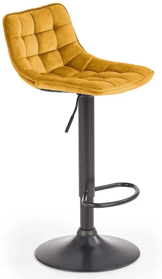 Musztardowe krzesło barowe z oparciem D1-H70