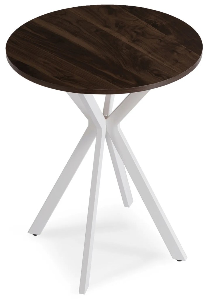 Stół Okrągły LAUREN 60 cm Orzech/Biały Loft Nowoczesny