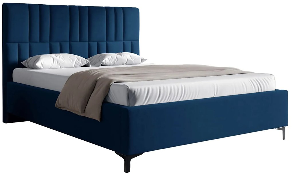 Granatowe łóżko tapicerowane z pojemnikiem 4 rozmiary M8-N29